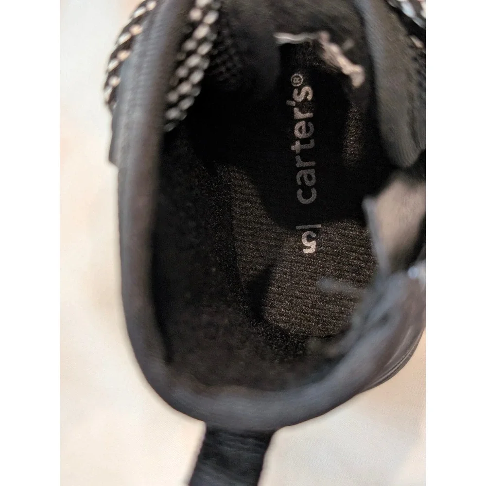 Carters Kids Toddler Black High Top Boots Side Zip Lug Sole Shoes Size 5